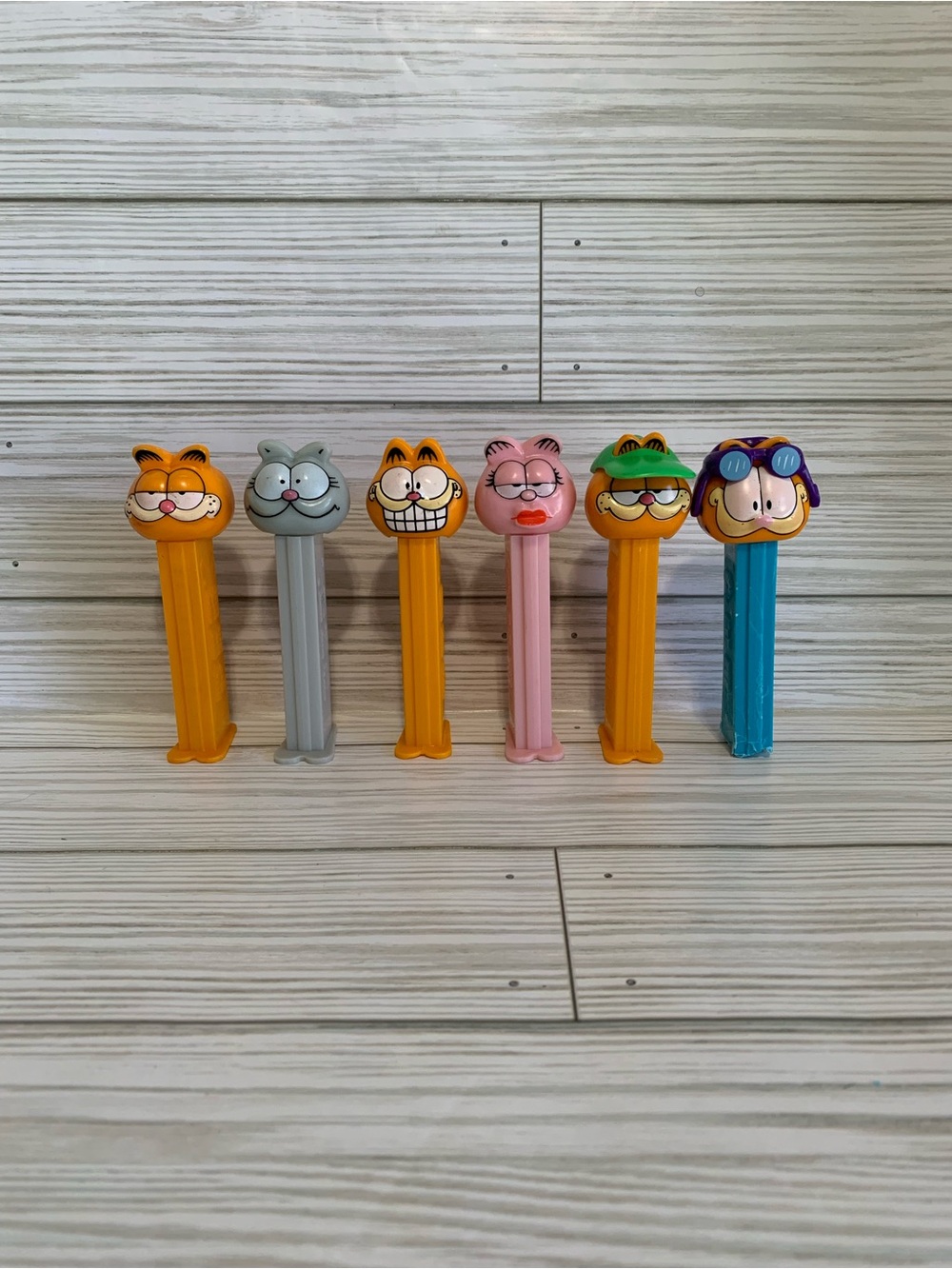 Vintage PEZ Garfield Character Candy Dispenser Set 6pc